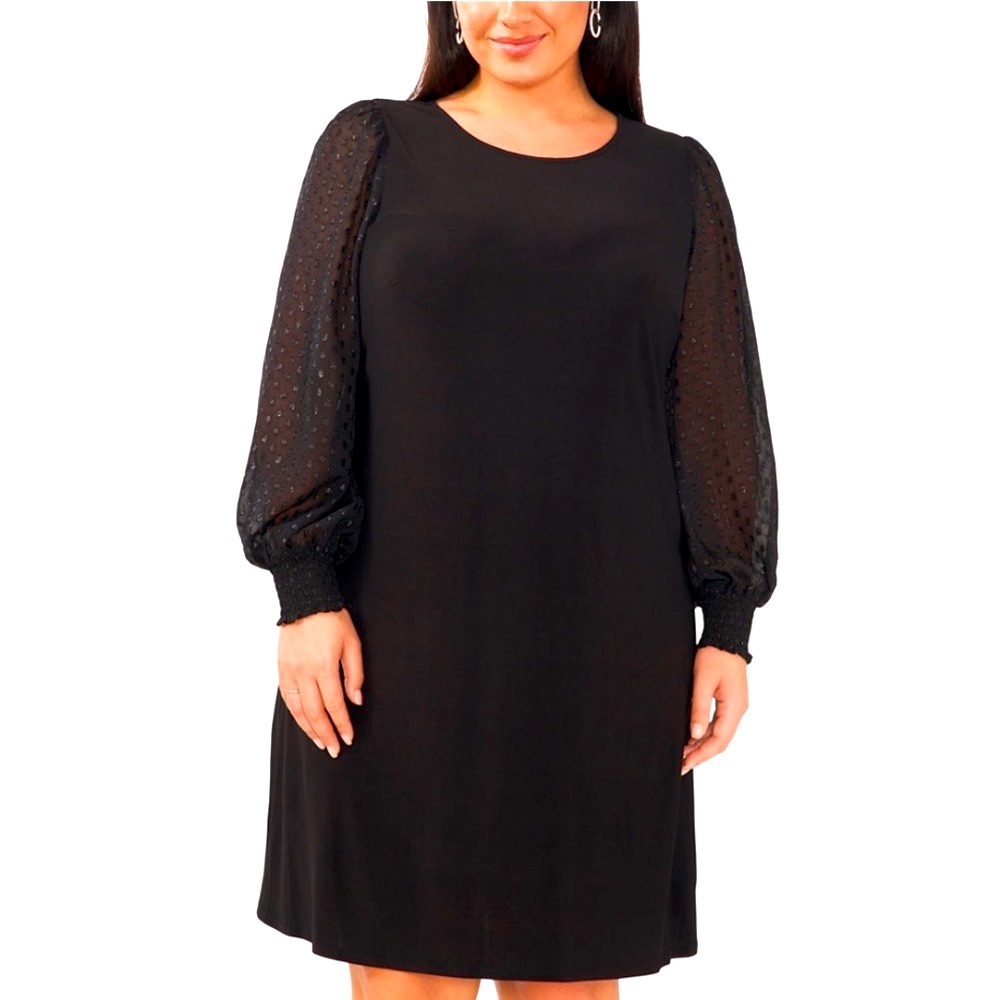 Black Illusion Sleeve Shift Dress! NWOT! Size 2X